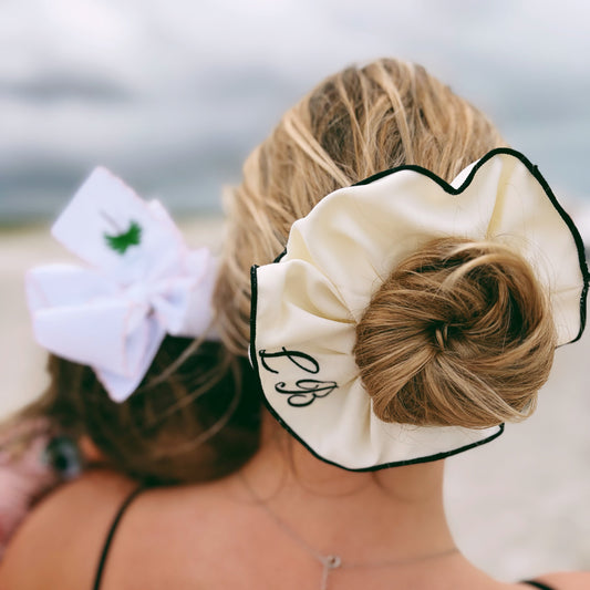 Monogrammed Oversized Piped Scrunchie