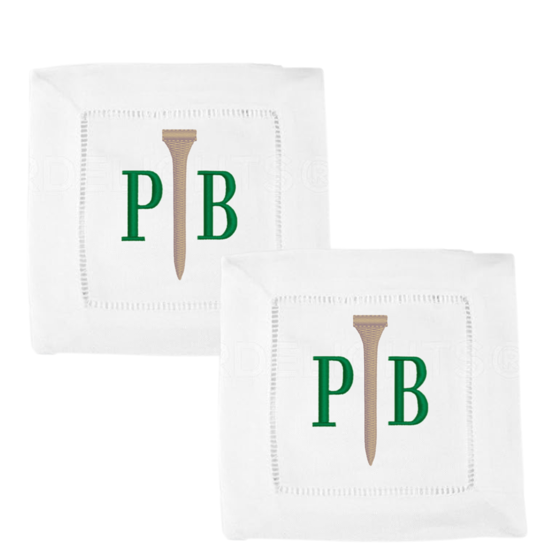 Golf Tournament Embroidered Cocktail Napkin Set of 4