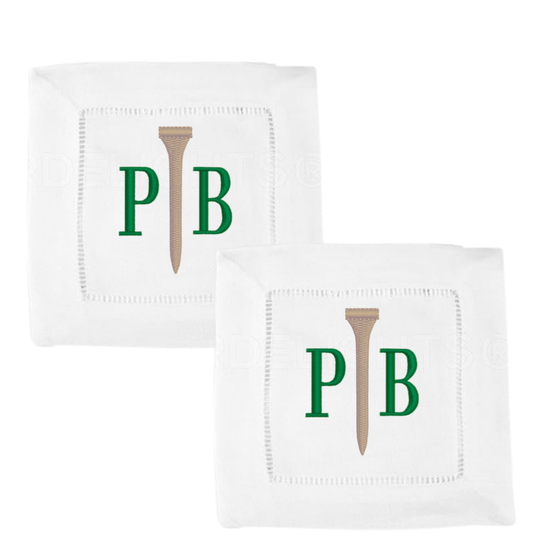 Golf Tournament Embroidered Cocktail Napkin Set of 4