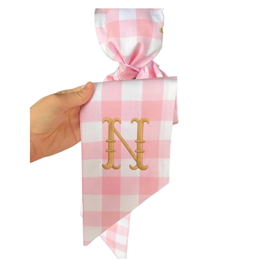 Custom Embroidered Gingham Wreath Sash