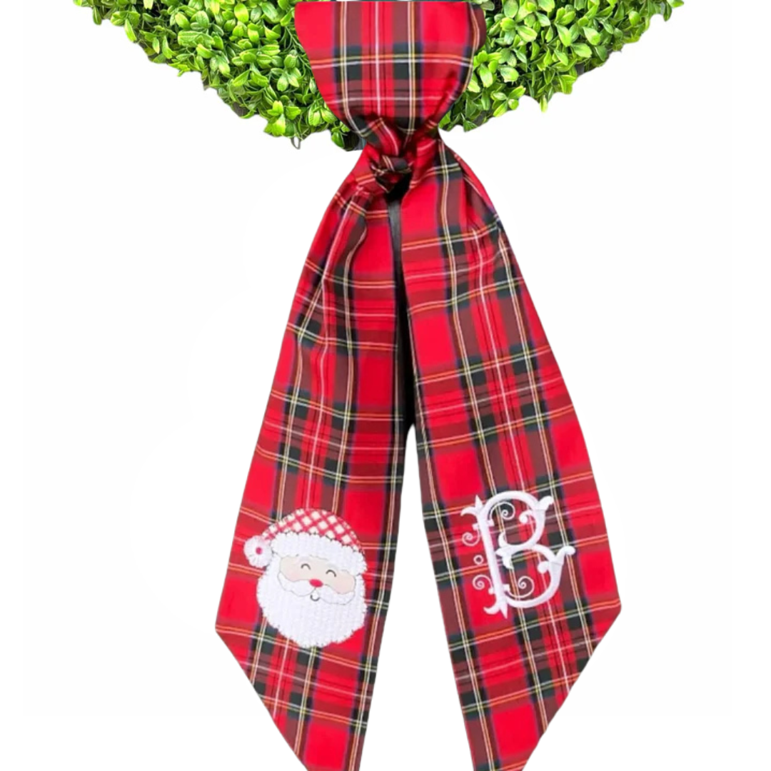 Custom Embroidered Tartan Wreath Sash
