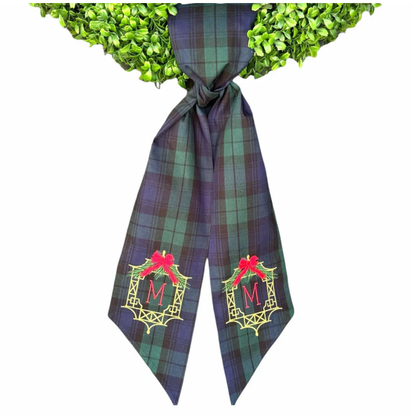 Custom Embroidered Tartan Wreath Sash