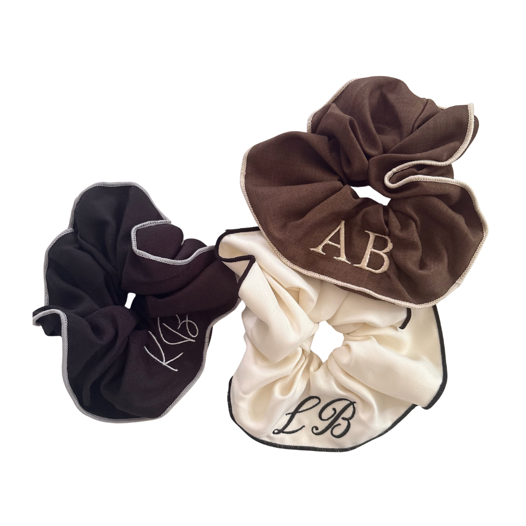 Monogrammed Oversized Piped Scrunchie
