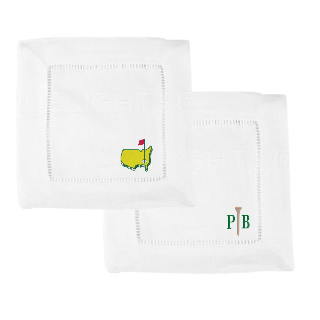 Golf Tournament Embroidered Cocktail Napkin Set of 4