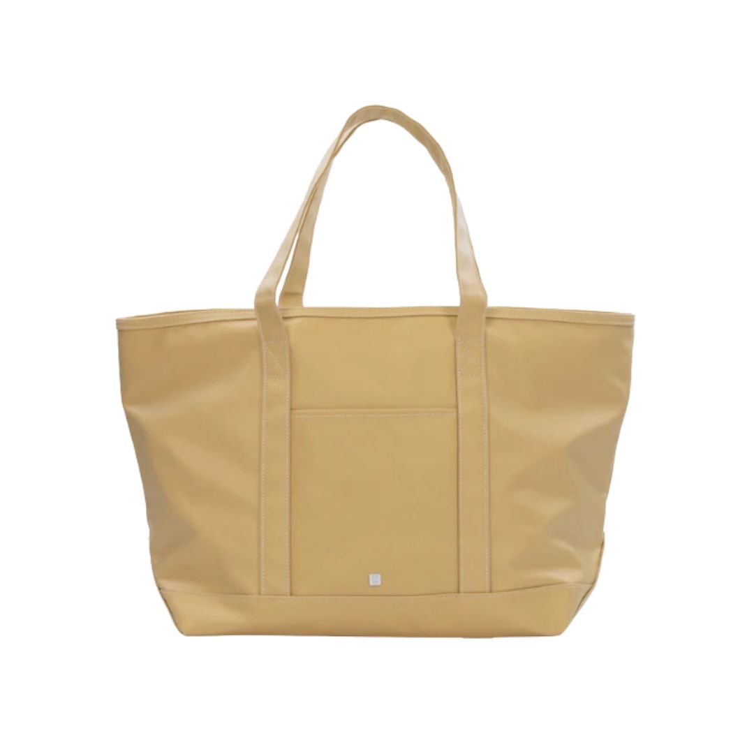 Beige tote bag on a white background