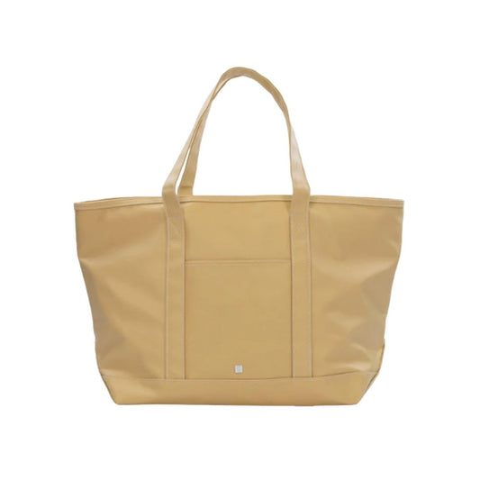 Beige tote bag on a white background