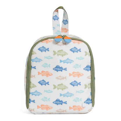 Lunch bag with fish pattern on a white background