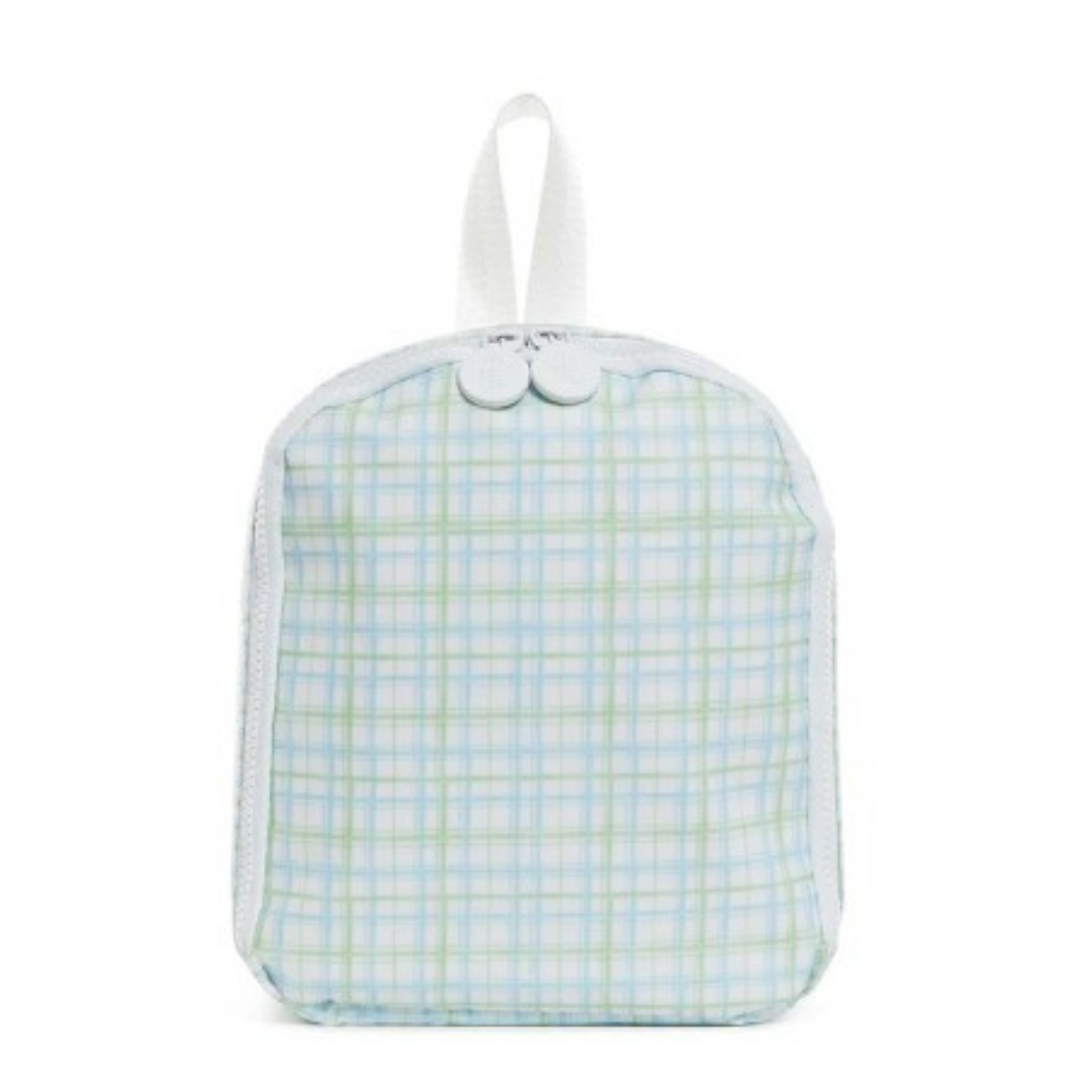 Lunch bag with a plaid pattern on a white background