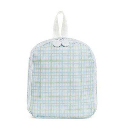 Lunch bag with a plaid pattern on a white background