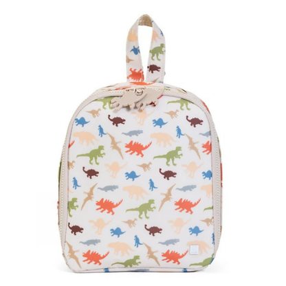 Lunch bag with dinosaur pattern on a white background