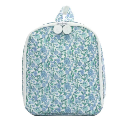 Floral-patterned lunch bag on a white background