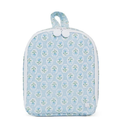 Floral patterned lunch bag on a white background