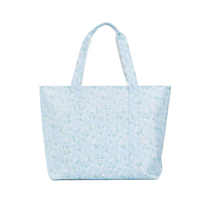 Blue and white floral tote bag
