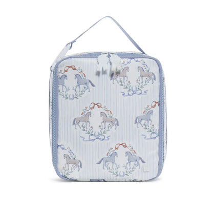 Rectangular pouch with horse pattern on a white background