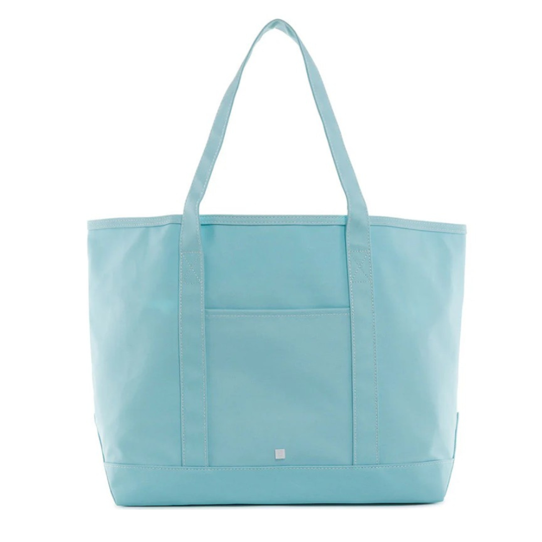 Light blue tote bag on a white background