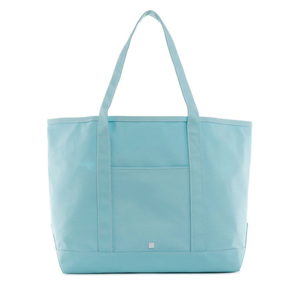 Light blue tote bag on a white background