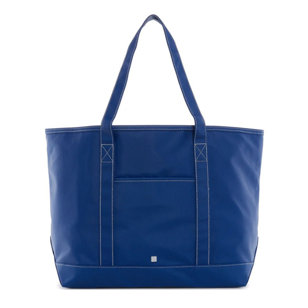 Blue tote bag on a white background