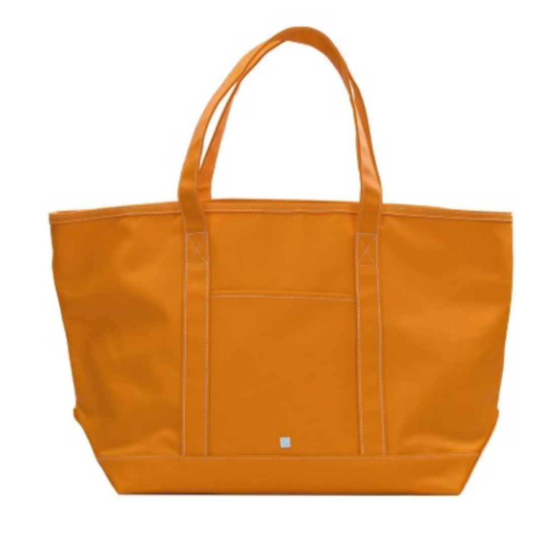 Orange tote bag on a white background