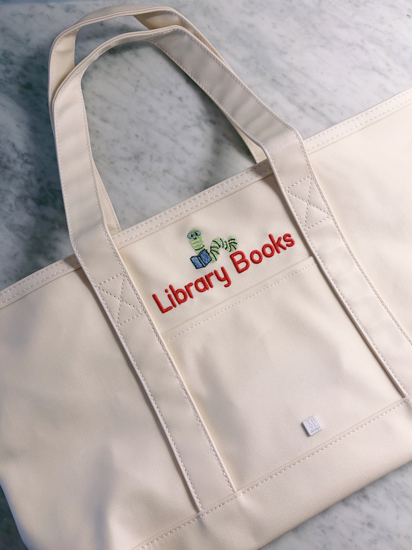 Canvas tote for library books