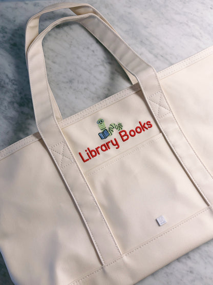 Canvas tote for library books