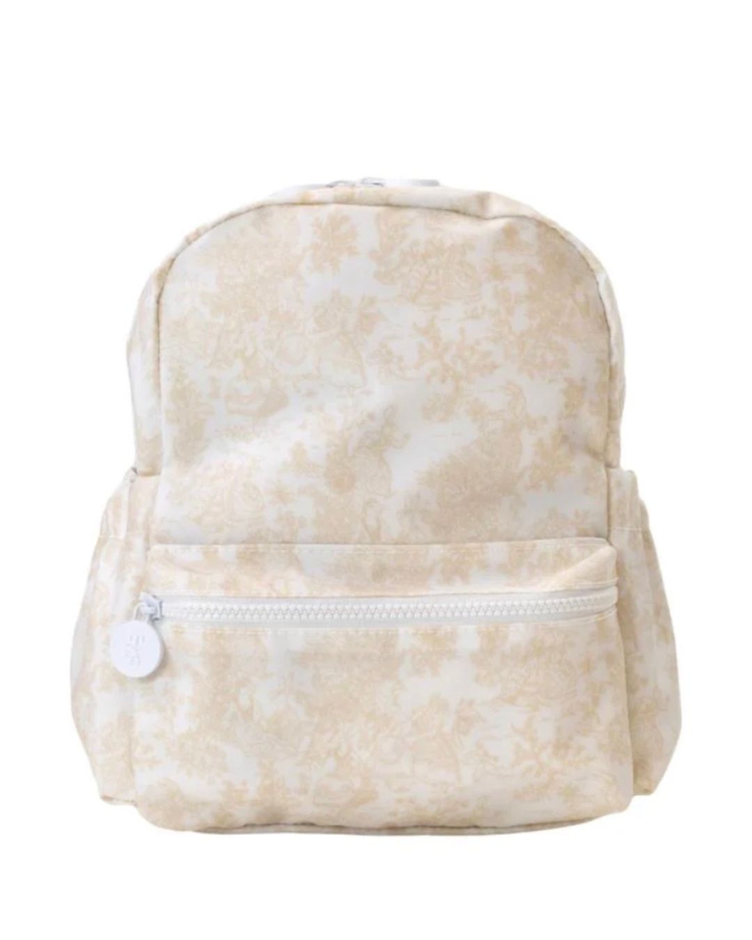 Beige tie-dye backpack on a white background