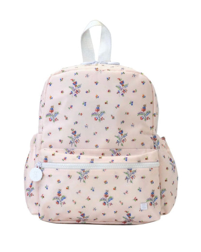 Floral patterned backpack on a white background