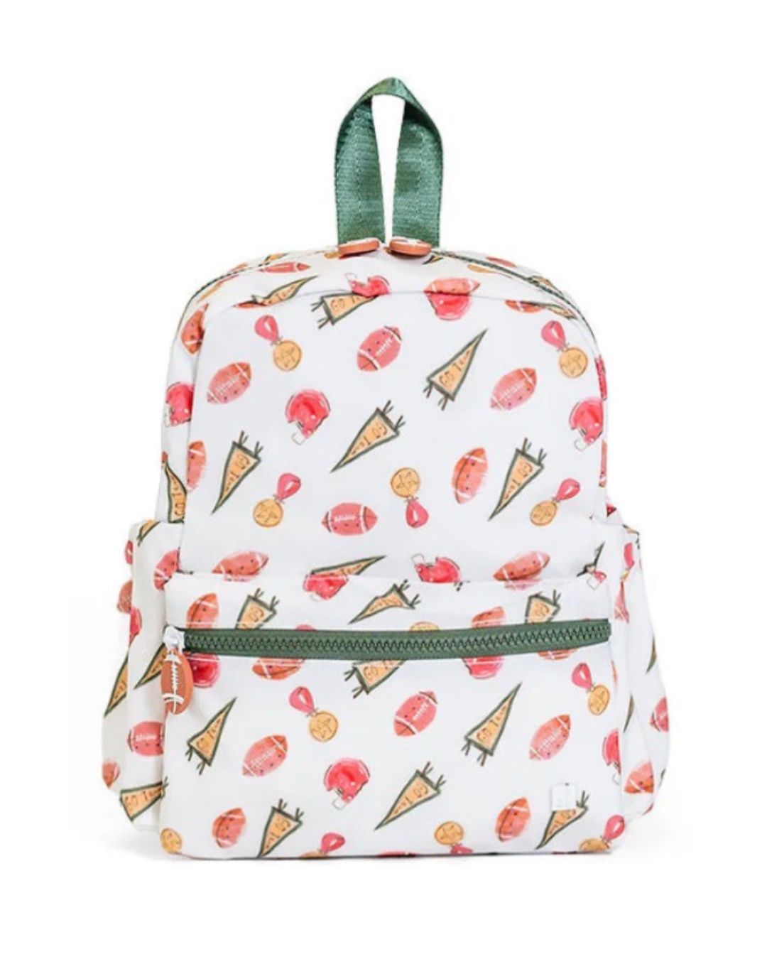 Backpack with colorful vegetable pattern on a white background
