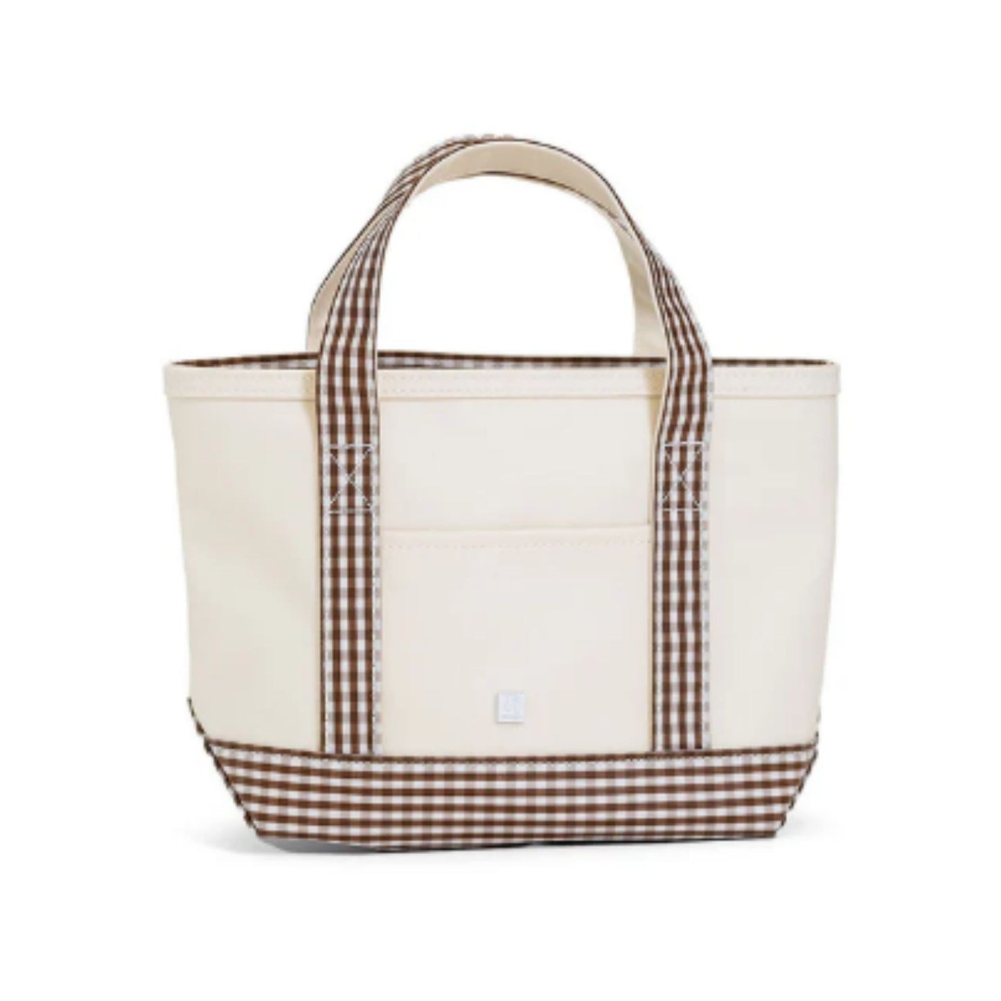 Tote bag with checkered pattern on a white background