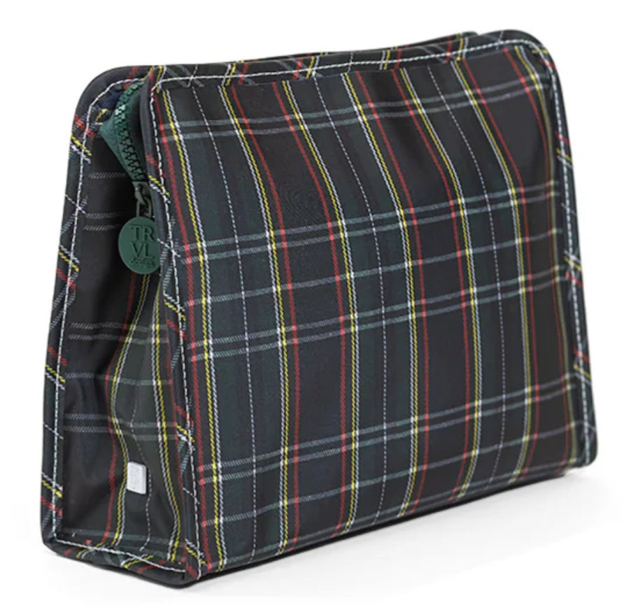 Plaid patterned bag on a white background