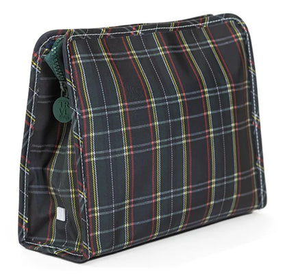 Plaid patterned bag on a white background