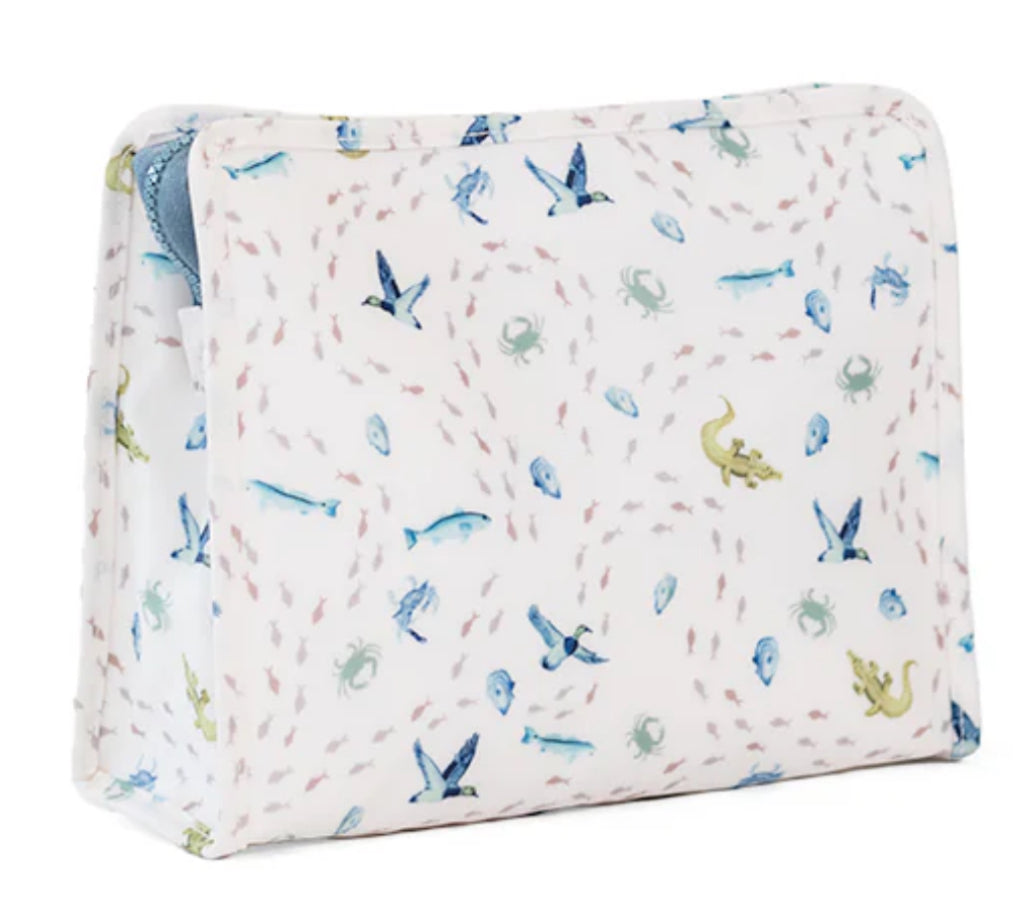 Coastal pattern fabric on a white background