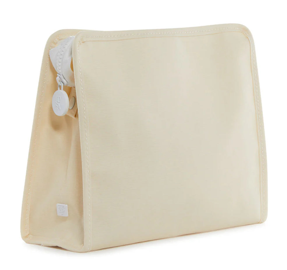 Coated canvas natural zipper pouch