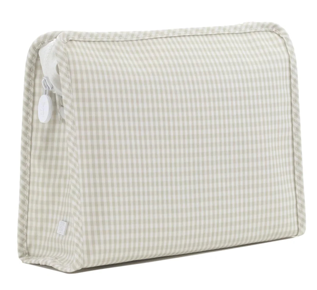 Textured pouch with a checkered pattern on a white background