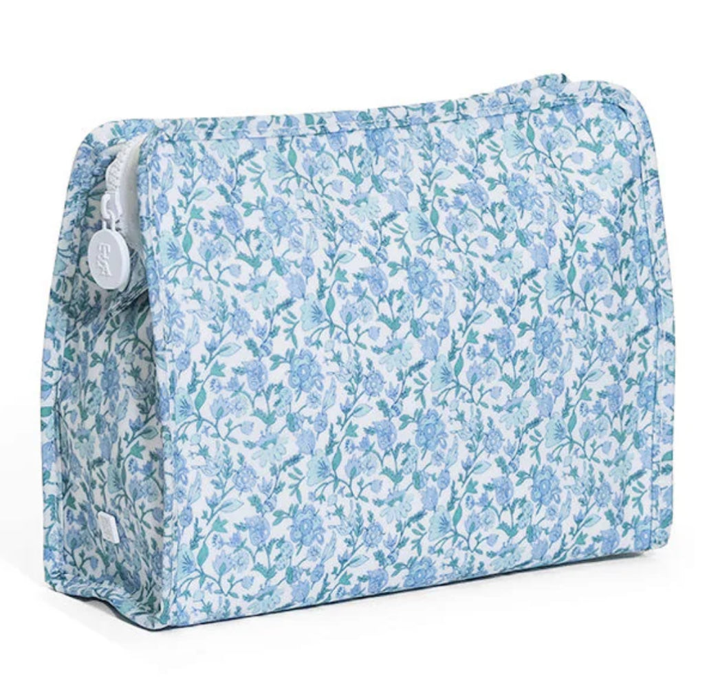 Floral-patterned pouch with a white background