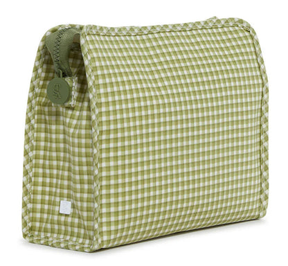 Green and white checkered bag on a white background