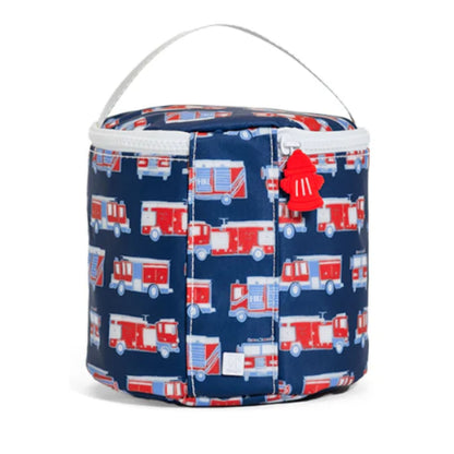 Cooler bag with fire truck pattern on a white background